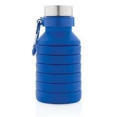 Vue Bouteille en silicone pliable étanche avec couvercle de couleur bleu| Krokrodeal