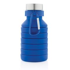 Vue Bouteille en silicone pliable étanche avec couvercle de couleur bleu| Krokrodeal