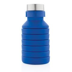 Vue Bouteille en silicone pliable étanche avec couvercle de couleur bleu| Krokrodeal