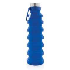 Vue Bouteille en silicone pliable étanche avec couvercle de couleur bleu| Krokrodeal