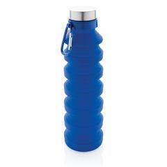 Vue Bouteille en silicone pliable étanche avec couvercle de couleur bleu| Krokrodeal