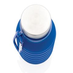 Vue Bouteille en silicone pliable étanche avec couvercle de couleur bleu| Krokrodeal