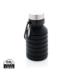 Vue Bouteille en silicone pliable étanche avec couvercle de couleur noir| Krokrodeal