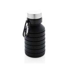 Vue Bouteille en silicone pliable étanche avec couvercle de couleur noir| Krokrodeal
