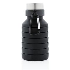 Vue Bouteille en silicone pliable étanche avec couvercle de couleur noir| Krokrodeal