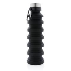 Vue Bouteille en silicone pliable étanche avec couvercle de couleur noir| Krokrodeal
