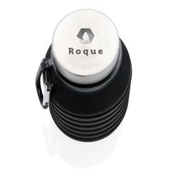 Vue Bouteille en silicone pliable étanche avec couvercle de couleur noir| Krokrodeal