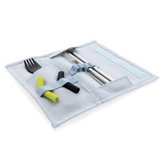 Vue Set pailles 2 pcs et couverts Tierra de couleur bleu| Krokrodeal