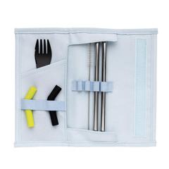 Vue Set pailles 2 pcs et couverts Tierra de couleur bleu| Krokrodeal
