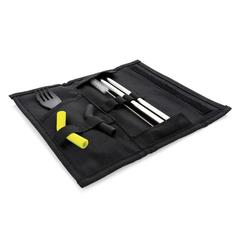 Vue Set pailles 2 pcs et couverts Tierra de couleur noir| Krokrodeal