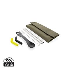 Vue Set pailles 2 pcs et couverts Tierra de couleur vert| Krokrodeal