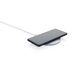 Vue Chargeur rapide sans fil 15W en plastique recyclé RCS de couleur blanc| Krokrodeal