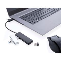 Vue Hub avec double entrée en plastique recyclé RCS de couleur noir| Krokrodeal