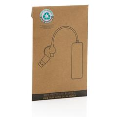 Vue Hub avec double entrée en plastique recyclé RCS de couleur noir| Krokrodeal