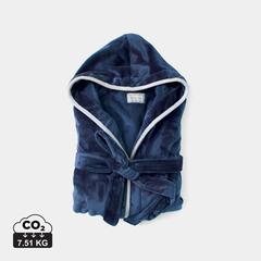 Vue VINGA Peignoir de luxe en peluche RPET GRS Louis taille L-XL de couleur bleu| Krokrodeal