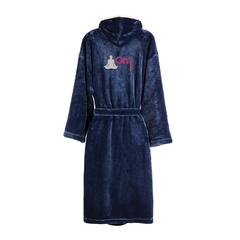 Vue VINGA Peignoir de luxe en peluche RPET GRS Louis taille L-XL de couleur bleu| Krokrodeal