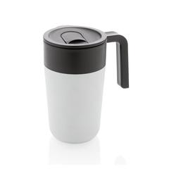 Vue Tasse en acier inoxydable et PP recyclé GRS avec poignée de couleur blanc| Krokrodeal