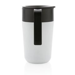 Vue Tasse en acier inoxydable et PP recyclé GRS avec poignée de couleur blanc| Krokrodeal