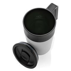 Vue Tasse en acier inoxydable et PP recyclé GRS avec poignée de couleur blanc| Krokrodeal