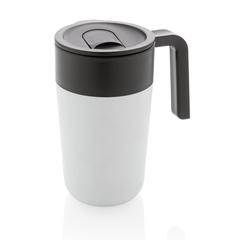 Vue Tasse en acier inoxydable et PP recyclé GRS avec poignée de couleur blanc| Krokrodeal