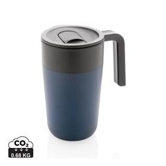 Vue Tasse en acier inoxydable et PP recyclé GRS avec poignée de couleur bleu| Krokrodeal