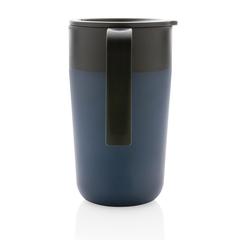 Vue Tasse en acier inoxydable et PP recyclé GRS avec poignée de couleur bleu| Krokrodeal