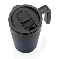 Vue Tasse en acier inoxydable et PP recyclé GRS avec poignée de couleur bleu| Krokrodeal