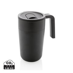 Vue Tasse en acier inoxydable et PP recyclé GRS avec poignée de couleur noir| Krokrodeal