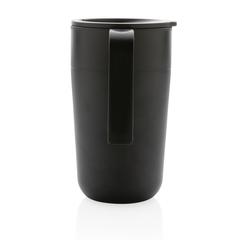 Vue Tasse en acier inoxydable et PP recyclé GRS avec poignée de couleur noir| Krokrodeal