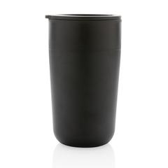 Vue Tasse en acier inoxydable et PP recyclé GRS avec poignée de couleur noir| Krokrodeal