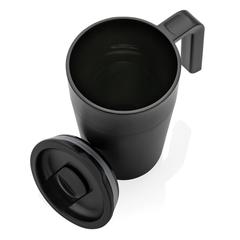 Vue Tasse en acier inoxydable et PP recyclé GRS avec poignée de couleur noir| Krokrodeal