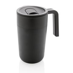 Vue Tasse en acier inoxydable et PP recyclé GRS avec poignée de couleur noir| Krokrodeal