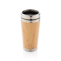 Vue Mug double paroi en bambou de couleur marron| Krokrodeal