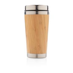 Vue Mug double paroi en bambou de couleur marron| Krokrodeal