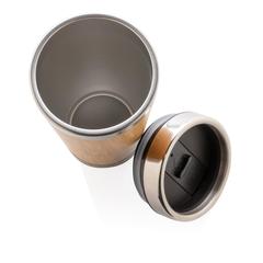 Vue Mug double paroi en bambou de couleur marron| Krokrodeal