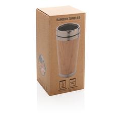 Vue Mug double paroi en bambou de couleur marron| Krokrodeal