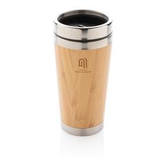 Vue Mug double paroi en bambou de couleur marron| Krokrodeal