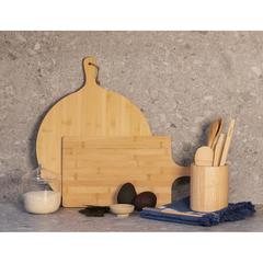 Vue Planche de service ronde en bambou Ukiyo de couleur marron| Krokrodeal