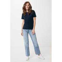 Vue T-shirt pour femmes en coton recyclé Iqoniq Yala de couleur bleu| Krokrodeal