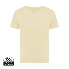 Vue T-shirt pour femmes en coton recyclé Iqoniq Yala de couleur jaune| Krokrodeal