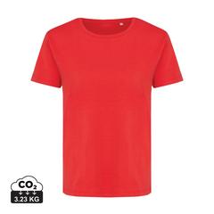Vue T-shirt pour femmes en coton recyclé Iqoniq Yala de couleur rouge| Krokrodeal