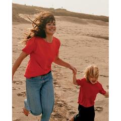 Vue T-shirt pour femmes en coton recyclé Iqoniq Yala de couleur rouge| Krokrodeal