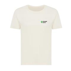 Vue T-shirt pour femmes en coton recyclé Iqoniq Yala de couleur beige| Krokrodeal