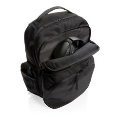 Vue Sac à dos nomade Swiss Peak en rPET AWARE™ de couleur noir| Krokrodeal