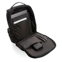 Vue Sac à dos nomade Swiss Peak en rPET AWARE™ de couleur noir| Krokrodeal