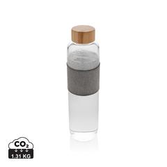 Vue Bouteille en verre avec couvercle en bambou Impact de couleur gris| Krokrodeal