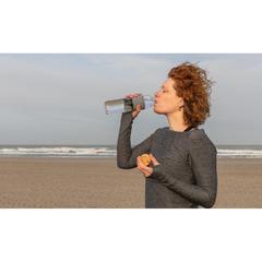Vue Bouteille en verre avec couvercle en bambou Impact de couleur gris| Krokrodeal