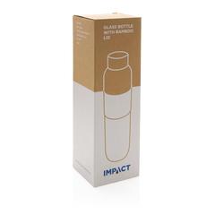 Vue Bouteille en verre avec couvercle en bambou Impact de couleur gris| Krokrodeal