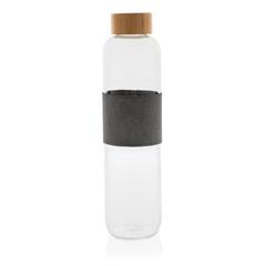 Vue Bouteille en verre avec couvercle en bambou Impact de couleur gris| Krokrodeal