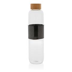 Vue Bouteille en verre avec couvercle en bambou Impact de couleur gris| Krokrodeal